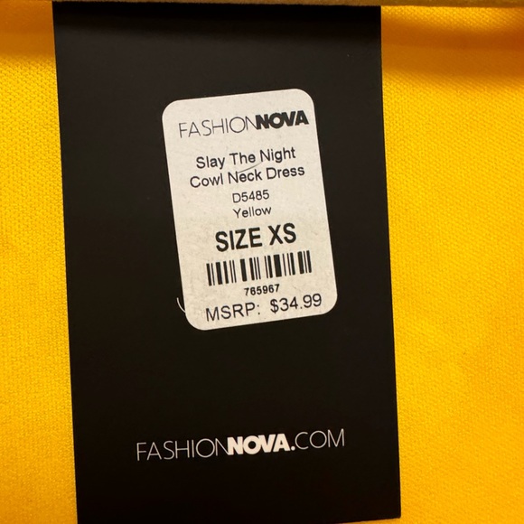 Fashion Nova XS yellow Stay the Night Cowl dress NWT - Picture 6 of 8